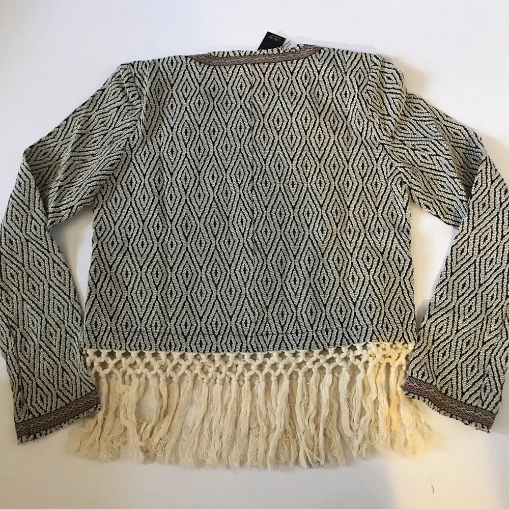 MISS ME COTTON BLEND FRINGE JACKET
